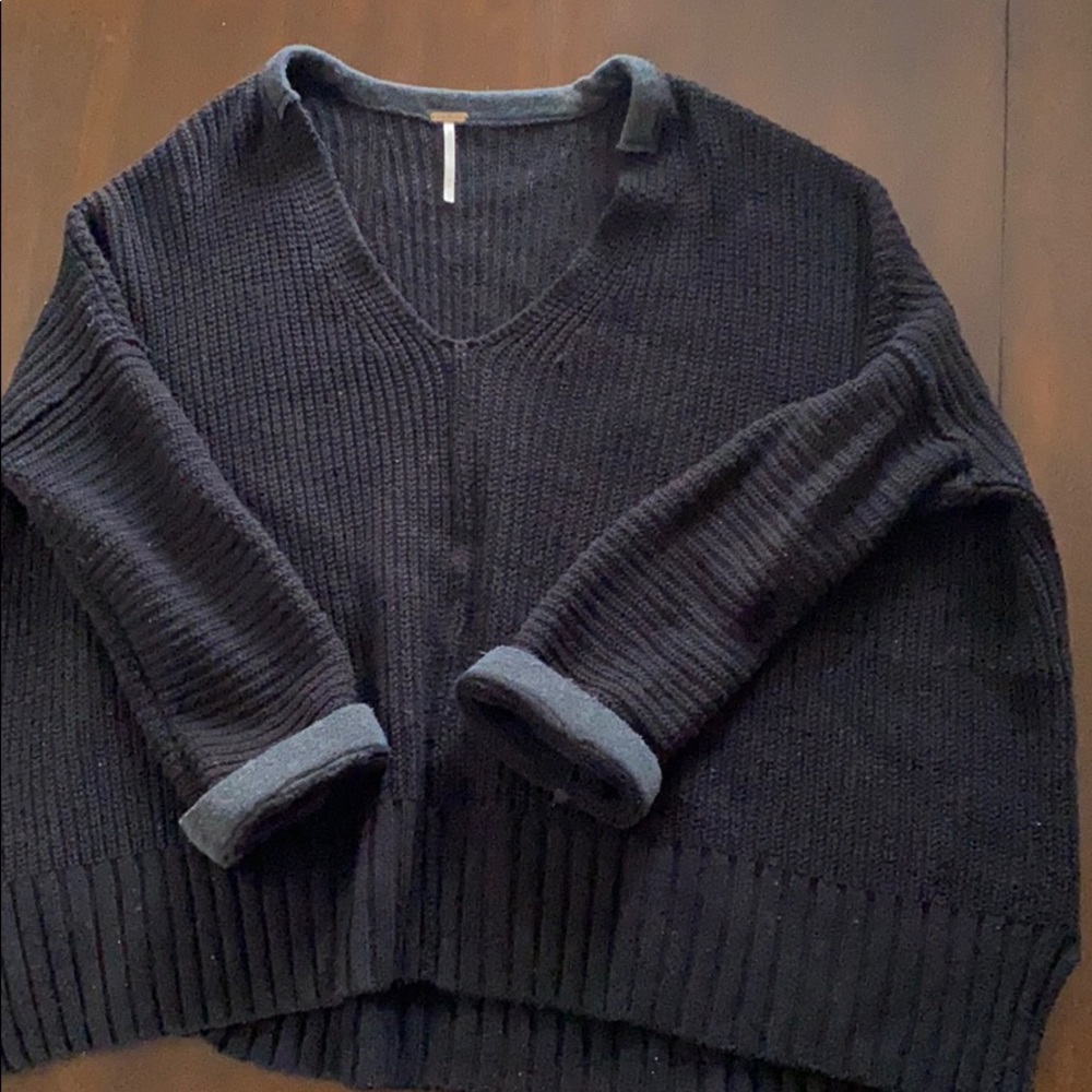 Free People oversized black sweater XS